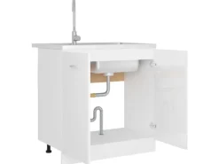 Küchenschränke<vidaXL Spülenunterschrank Hochglanz-Weiß 80x46x81,5 cm Holzwerkstoff