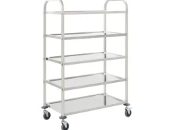 vidaXL 5-Stufiger Servierwagen 107 x 55 x 147 cm Edelstahl< Servierwagen