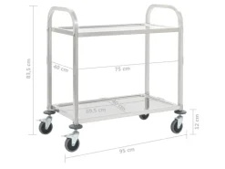 vidaXL 2-Stufiger Servierwagen 95 x 45 x 83,5 cm Edelstahl< Servierwagen