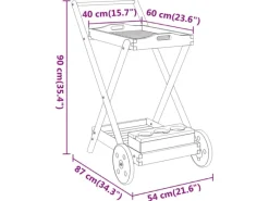 Outlet vidaXL Teewagen 54x87x90 cm Massivholz Akazie