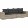 vidaXL 4-tlg Garten-Sofagarnitur mit Kissen Hellgrau Poly Rattan Modell 10< Kühlschränke