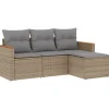 vidaXL 4-tlg Garten-Sofagarnitur mit Kissen Beige Poly Rattan Modell 75< Gefrierschränke