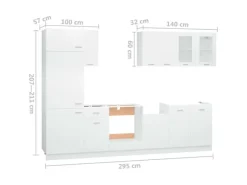 vidaXL 8-tlg Küchenzeile Weiß Holzwerkstoff