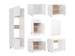 vidaXL 7-tlg Küchenzeile Weiß Holzwerkstoff Modell 1< Einbauküchen|Küchenschränke
