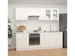 vidaXL 8-tlg Küchenzeile Weiß Holzwerkstoff Modell 1< Küchenschränke