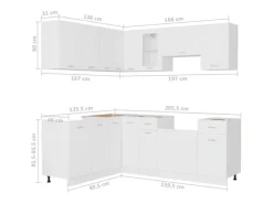 New vidaXL 11-tlg Küchenzeile Weiß Holzwerkstoff Modell 2