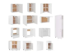 Kühlschränke|Küchenschränke<vidaXL 14-tlg Küchenzeile Weiß Holzwerkstoff