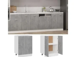 vidaXL Unterschrank Betongrau 60x46x81,5 cm Holzwerkstoff< Küchenschränke