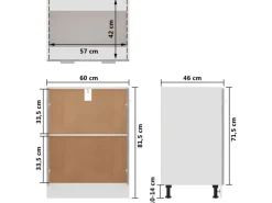 vidaXL Unterschrank Betongrau 60x46x81,5 cm Holzwerkstoff< Küchenschränke