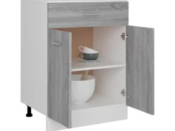 New vidaXL Unterschrank mit Schublade Grau Sonoma 60x46x81,5 cm