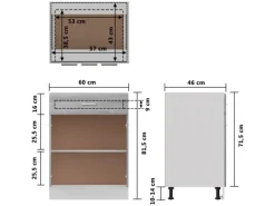 New vidaXL Unterschrank mit Schublade Grau Sonoma 60x46x81,5 cm