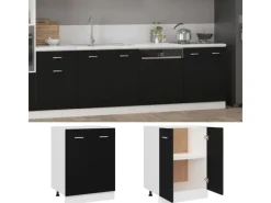 Küchenschränke<vidaXL Unterschrank Schwarz 60x46x81,5 cm Holzwerkstoff