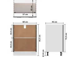 Küchenschränke<vidaXL Unterschrank Schwarz 60x46x81,5 cm Holzwerkstoff