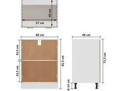 vidaXL Unterschrank Sonoma-Eiche 60x46x81,5 cm Holzwerkstoff Modell 1< Küchenschränke