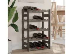 vidaXL Weinregal für 20 Flaschen Grau Massivholz Kiefer< Küchenregale