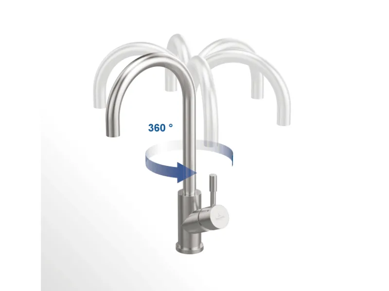 Clearance Villeroy & Boch Küchenarmatur Umbrella Flex Hochdruck-Armatur mit Ausziehbarer Brause Wassersparend Gold