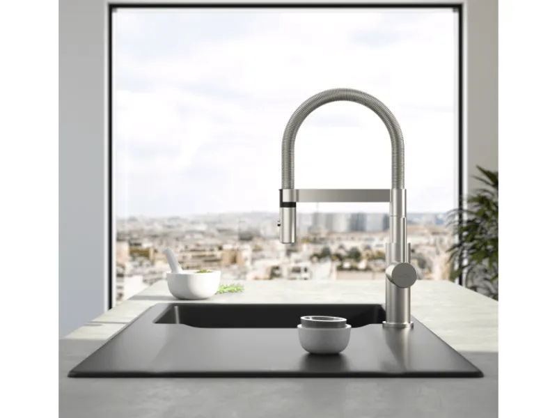 Villeroy & Boch Küchenarmatur Steel Expert Compact Hochdruck Armatur Umschaltfunktion Wassersparend Edelstahl Massiv< Einhebelmischer
