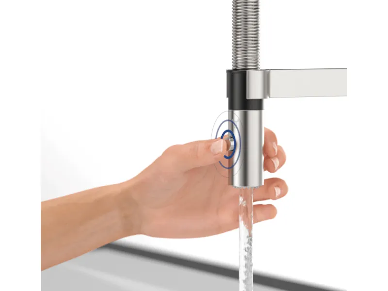 Villeroy & Boch Küchenarmatur Steel Expert Compact Hochdruck Armatur Umschaltfunktion Wassersparend Edelstahl Massiv< Einhebelmischer