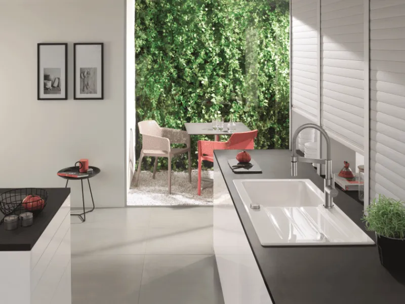 Villeroy & Boch Küchenarmatur Steel Expert Compact Hochdruck Armatur Umschaltfunktion Wassersparend Edelstahl Massiv< Einhebelmischer