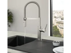 Villeroy & Boch Küchenarmatur Steel Expert 2-0 Hochdruck Armatur Umschaltfunktion Wassersparend Edelstahl Massiv< Einhebelmischer