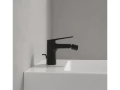 Villeroy & Boch Oasis Einhebel-Bidetarmatur mit Zugstange Keramikkartusch Wassersparend Auslaufhöhe 73mm Rund Matt Black< Einhebelmischer