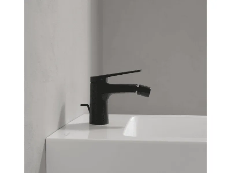 Villeroy & Boch Oasis Einhebel-Bidetarmatur mit Zugstange Keramikkartusch Wassersparend Auslaufhöhe 73mm Rund Matt Black< Einhebelmischer