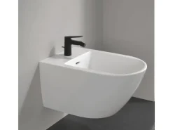Villeroy & Boch Oasis Einhebel-Bidetarmatur mit Zugstange Keramikkartusch Wassersparend Auslaufhöhe 73mm Rund Matt Black< Einhebelmischer