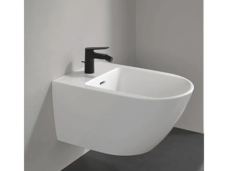 Villeroy & Boch Oasis Einhebel-Bidetarmatur mit Zugstange Keramikkartusch Wassersparend Auslaufhöhe 73mm Rund Matt Black< Einhebelmischer