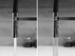 VIZIO 3 Wege Wasserhahn Küchenarmatur BOD mit 360° Schwenkbarem Auslauf Abnehmbare 2 Strahl Handbrause Schwarz Matt   Hellblau< Einhebelmischer