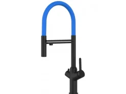 VIZIO 3 Wege Wasserhahn Küchenarmatur BOD mit 360° Schwenkbarem Auslauf Abnehmbare 2 Strahl Handbrause Schwarz Matt   Hellblau< Einhebelmischer