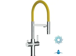 Best VIZIO 4 Wege Wasserhahn Küchenarmatur FC mit 360° Schwenkbarem Auslauf Abnehmbare 2 Strahl Handbrause Verchromt   Gelb