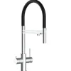 Einhebelmischer<VIZIO 5 Wege Wasserhahn Küchenarmatur Edelstahl Massiv mit 360° Schwenkbarem Auslauf Abnehmbare 2 Strahl Handbrause Gebürstet   Schwarz