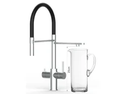 Einhebelmischer<VIZIO 5 Wege Wasserhahn Küchenarmatur Edelstahl Massiv mit 360° Schwenkbarem Auslauf Abnehmbare 2 Strahl Handbrause Gebürstet Schwarz