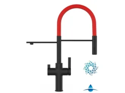 Best VIZIO 4 Wege Wasserhahn Küchenarmatur FC mit 360° Schwenkbarem Auslauf Abnehmbare 2 Strahl Handbrause Schwarz Matt   Rot