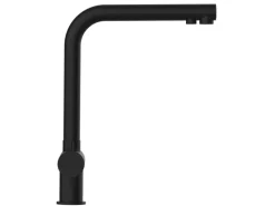 Einhebelmischer<VIZIO 3 Wege Wasserhahn Küchenarmatur Edelstahl Massiv mit 360° Schwenkbarem L Auslauf PVD Schwarz Matt