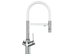Einhebelmischer<VIZIO 4 Wege Wasserhahn Küchenarmatur BOD mit 360° Schwenkbarem Auslauf Abnehmbare 2 Strahl Handbrause Verchromt   Weiß