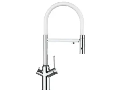 Einhebelmischer<VIZIO 4 Wege Wasserhahn Küchenarmatur BOD mit 360° Schwenkbarem Auslauf Abnehmbare 2 Strahl Handbrause Verchromt   Weiß