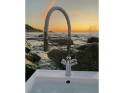 Einhebelmischer<VIZIO 4 Wege Wasserhahn Küchenarmatur BOD mit 360° Schwenkbarem Auslauf Abnehmbare 2 Strahl Handbrause Verchromt Weiß