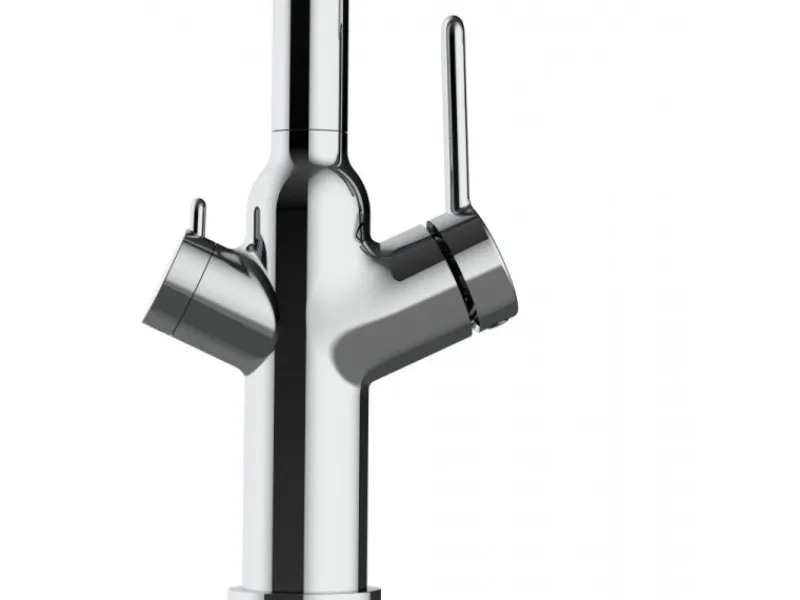 Outlet VIZIO 3 Wege Wasserhahn Küchenarmatur BOD mit 360° Schwenkbarem Auslauf Abnehmbare 2 Strahl Handbrause Verchromt Blau