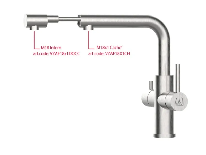 Einhebelmischer<VIZIO 3 Wege Wasserhahn Küchenarmatur Edelstahl Massiv mit Schwenkbarem L Auslauf und Herausziehbarer Brause Gebürstet