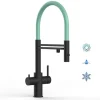 Sale VIZIO 5 Wege Wasserhahn Küchenarmatur Edelstahl Massiv mit 360° Schwenkbarem Auslauf Abnehmbare 2 Strahl Handbrause PVD Schwarz Matt   Türkis