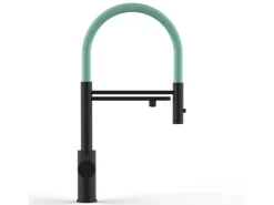 Sale VIZIO 5 Wege Wasserhahn Küchenarmatur Edelstahl Massiv mit 360° Schwenkbarem Auslauf Abnehmbare 2 Strahl Handbrause PVD Schwarz Matt   Türkis