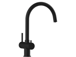 VIZIO 3 Wege Wasserhahn Küchenarmatur Edelstahl Massiv mit 360° Schwenkbarem U Auslauf PVD Schwarz Matt< Einhebelmischer