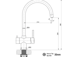 VIZIO 3 Wege Wasserhahn Küchenarmatur Edelstahl Massiv mit 360° Schwenkbarem U Auslauf PVD Schwarz Matt< Einhebelmischer