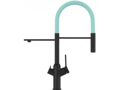 Sale VIZIO 3 Wege Wasserhahn Küchenarmatur BOD mit 360° Schwenkbarem Auslauf Abnehmbare 2 Strahl Handbrause Schwarz Matt   Türkis