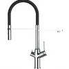 Best VIZIO 3 Wege Wasserhahn Küchenarmatur BOD mit 360° Schwenkbarem Auslauf Abnehmbare 2 Strahl Handbrause Verchromt   Schwarz