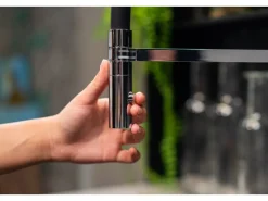 Best VIZIO 3 Wege Wasserhahn Küchenarmatur BOD mit 360° Schwenkbarem Auslauf Abnehmbare 2 Strahl Handbrause Verchromt   Schwarz
