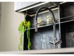 Best VIZIO 3 Wege Wasserhahn Küchenarmatur BOD mit 360° Schwenkbarem Auslauf Abnehmbare 2 Strahl Handbrause Verchromt   Schwarz