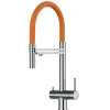 Einhebelmischer<VIZIO 3 Wege Wasserhahn Küchenarmatur Edelstahl Massiv mit 360° Schwenkbarem Auslauf Abnehmbare 2 Strahl Handbrause Hochglanz   Orange