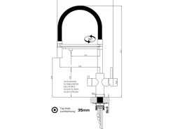 VIZIO 5 Wege Wasserhahn Küchenarmatur Edelstahl Massiv mit 360° Schwenkbarem Auslauf Abnehmbare 2 Strahl Handbrause PVD Schwarz Matt Orange< Einhebelmischer